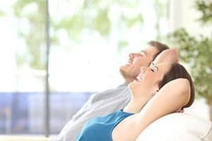 Couple relaxing in their Portland home