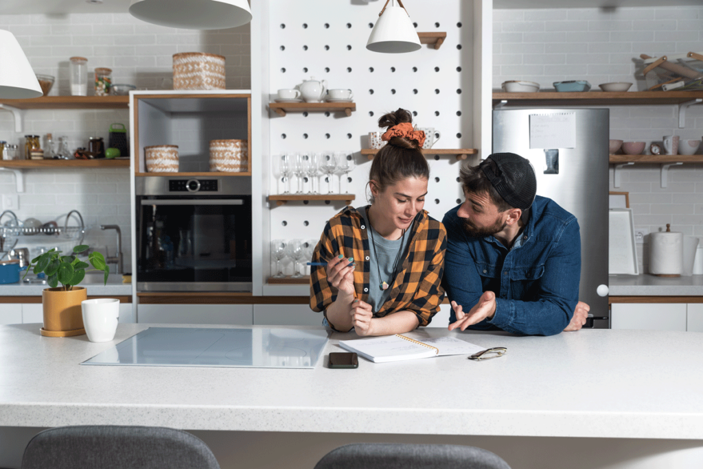 couple making HVAC checklist